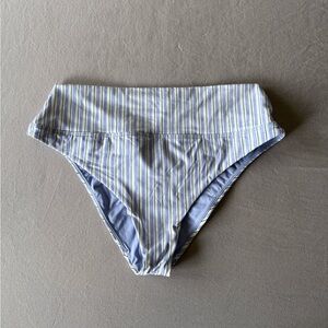 Prana Striped High-Waisted Bikini Bottom Large NWT